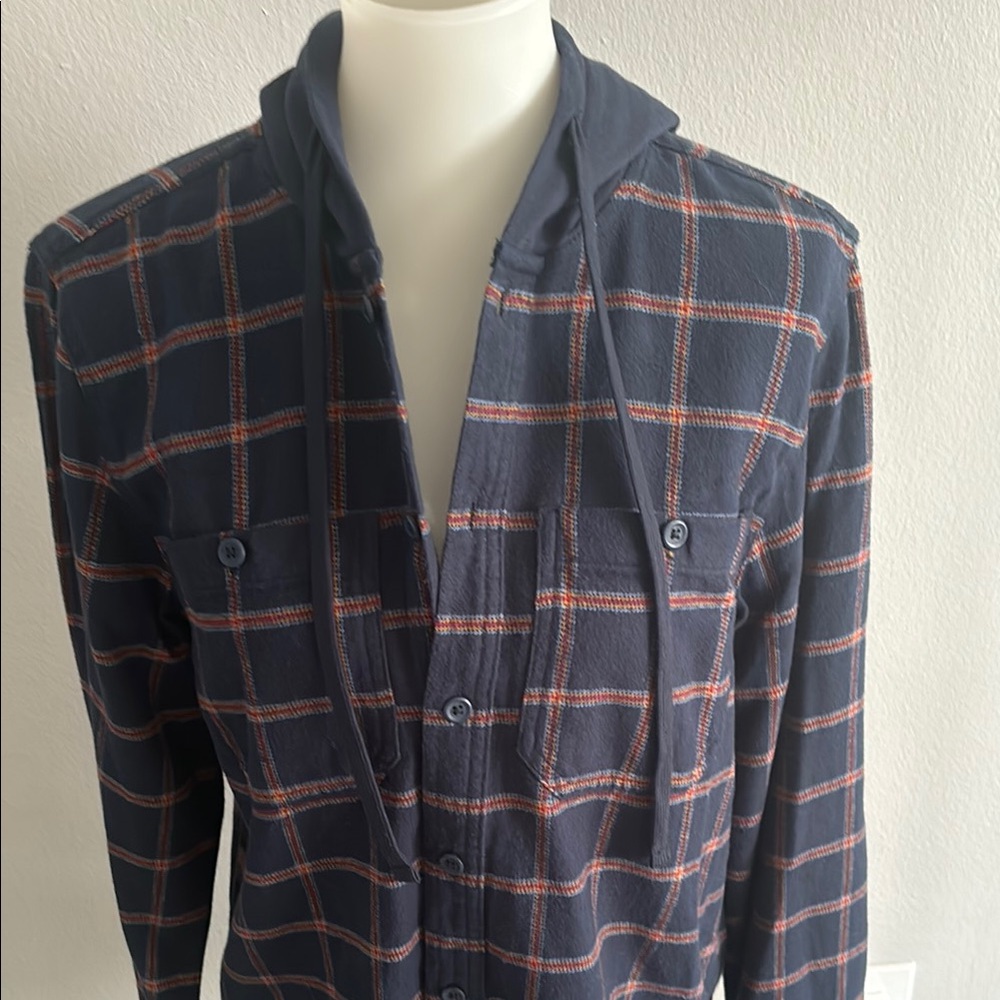Original Use Navy and Red Plaid Button Down Shirt